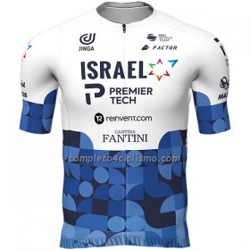 Maglia 2022 Israel Premier Tech Manica Corta Blu Bianco